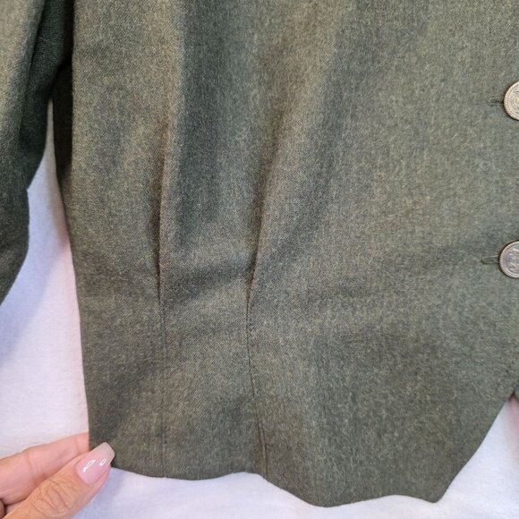 Military Style Jacket Olive Green Worsted Wool Size 12 David Brooks Deadstock - Picture 4 of 11